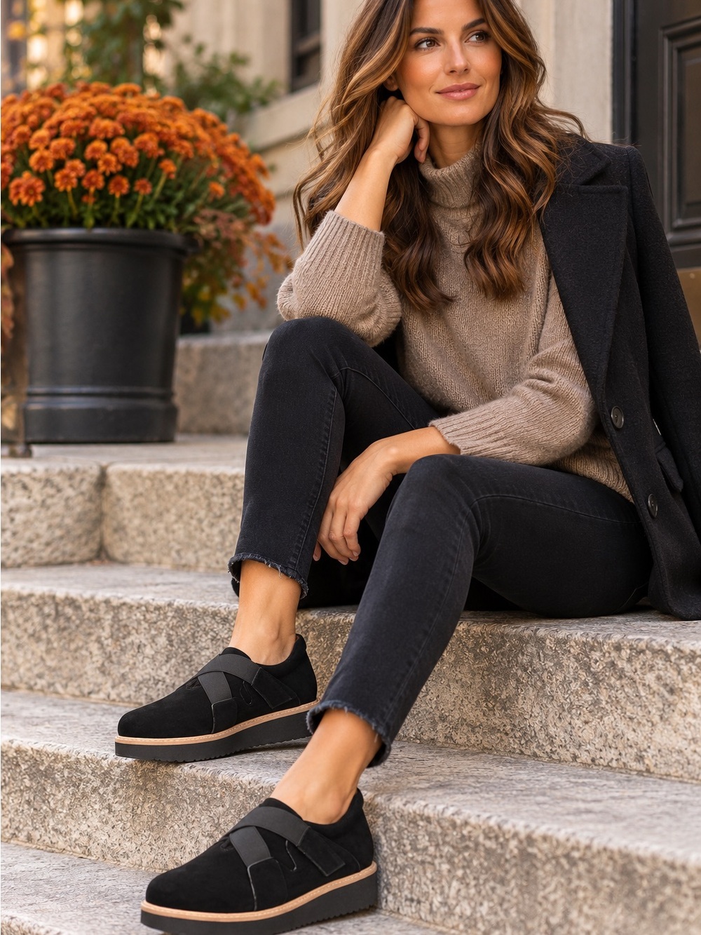 L'Amour Des Pieds Black Suede Yocco Shoe 8